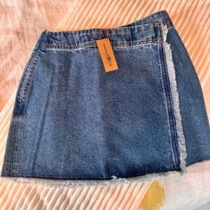 Natural Life Denim Frayed Mini Skirt